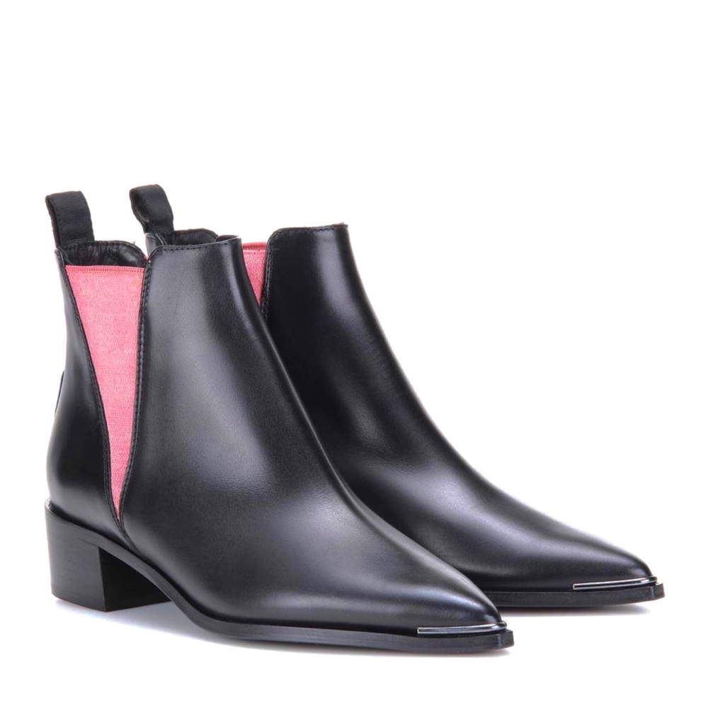 Acne Black and Pink Ankle Boots
